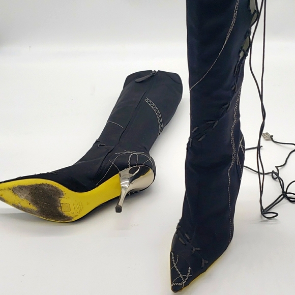 GIUSEPPE ZANOTTI SIZE 39 COLOR BLACK SILK FABRIC 100% AUTHENTIC USED ITEM - Picture 10 of 10